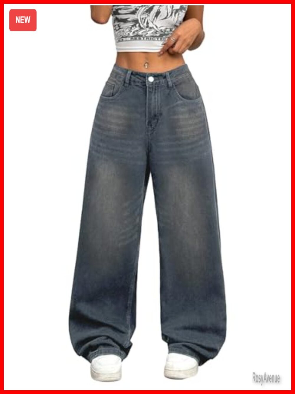 Womens Baggy Wide Leg Jeans High Rise Loose Denim Pants Y2K Streetwear